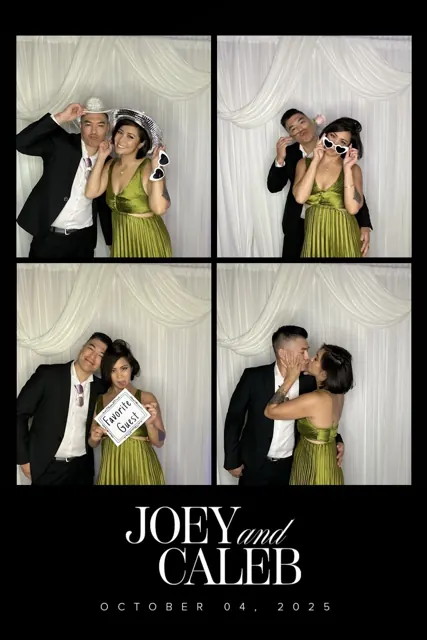 Black 4×6 print with four photos and elegant white serif names