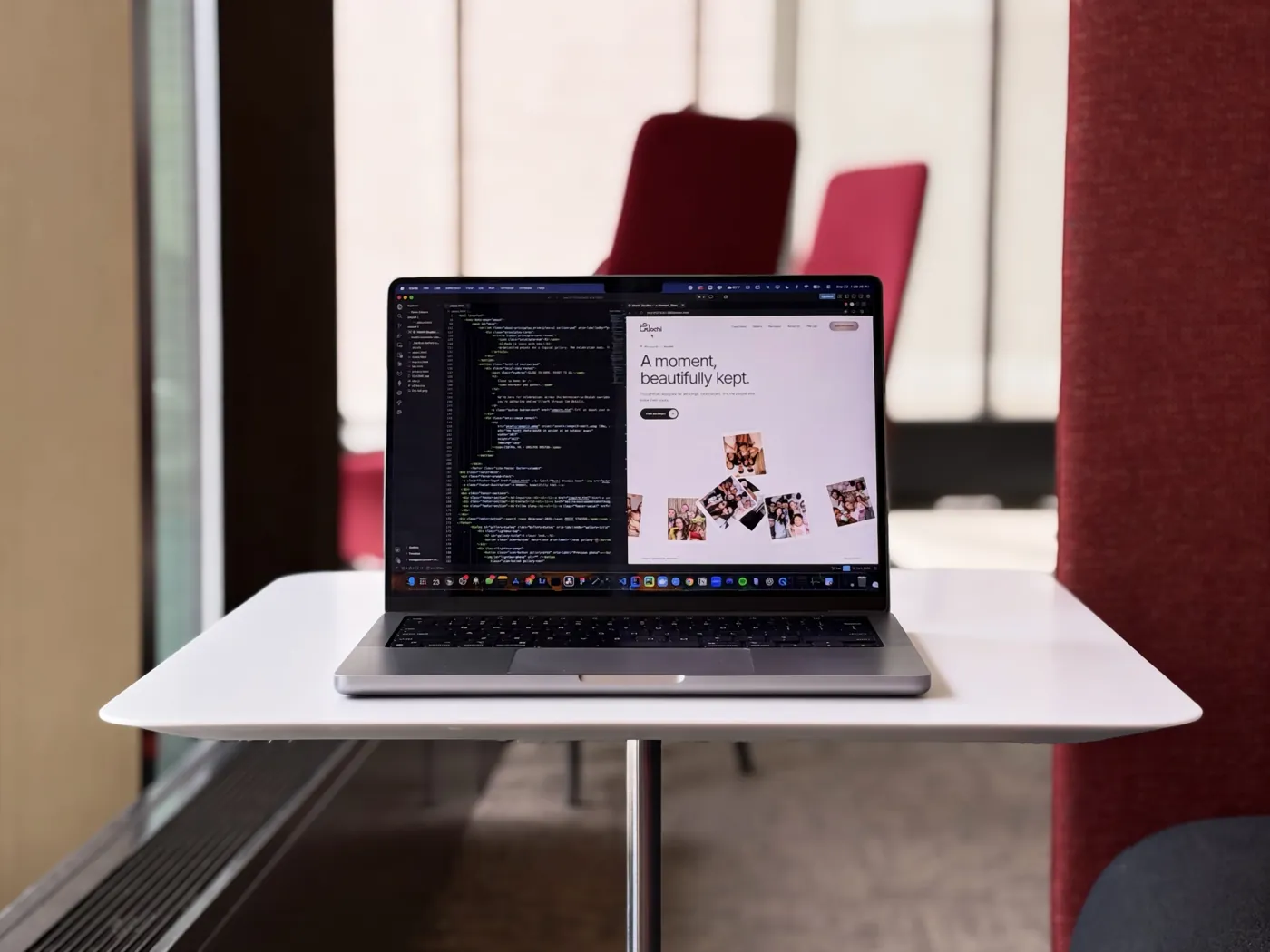 A laptop showing the Mochi website code